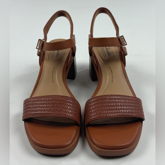 Clarks Jaylan Ray Brown Tan Leather Womens Block Heel Sandals Strappy 26181661 - Picture 4 of 9